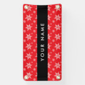 Witte sneeuwvlokken, rood, Jouw naam, personaliser Spandoek (Verticaal)