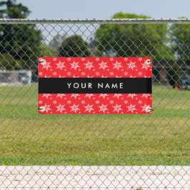 Witte sneeuwvlokken, rood, Jouw naam, personaliser Spandoek