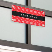 Witte sneeuwvlokken, rood, Jouw naam, personaliser Spandoek (Buitenkant Gebouw)