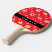 Witte sneeuwvlokken, rood, Jouw naam, personaliser Tafeltennisbatje (Voorkant Gekanteld)