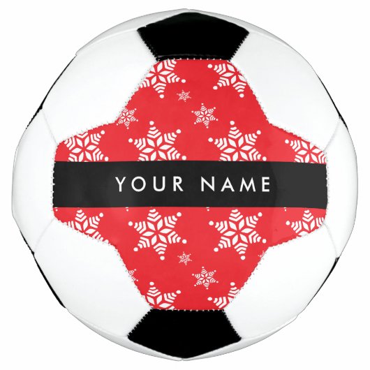 Witte sneeuwvlokken, rood, Jouw naam, personaliser Voetbal (Voorkant)