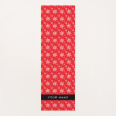 Witte sneeuwvlokken, rood, Jouw naam, personaliser Yogamat (Voorkant)