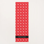 Witte sneeuwvlokken, rood, Jouw naam, personaliser Yogamat (Achterkant)