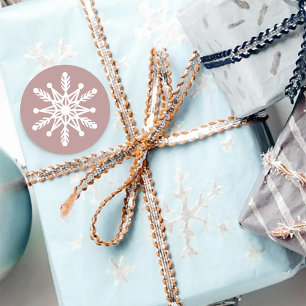 Witte sneeuwvlokken Roos roze Ronde Sticker