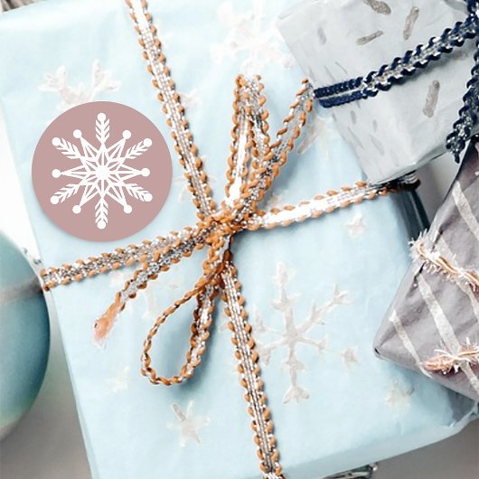 Witte sneeuwvlokken Roos roze Ronde Sticker