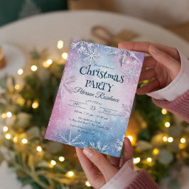 Witte Sneeuwvlokken Roze en Blauw Kerstfeest Kaart