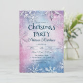 Witte Sneeuwvlokken Roze en Blauw Kerstfeest Kaart (Staand voorkant)