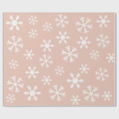 Witte sneeuwvlokken roze op achtergrond Kerstmis Cadeaupapier (Vlak)