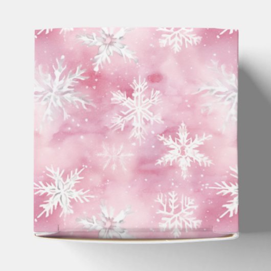 Witte Sneeuwvlokken Roze Waterverf Patroon Gilry Bedankdoosjes (Bovenkant)