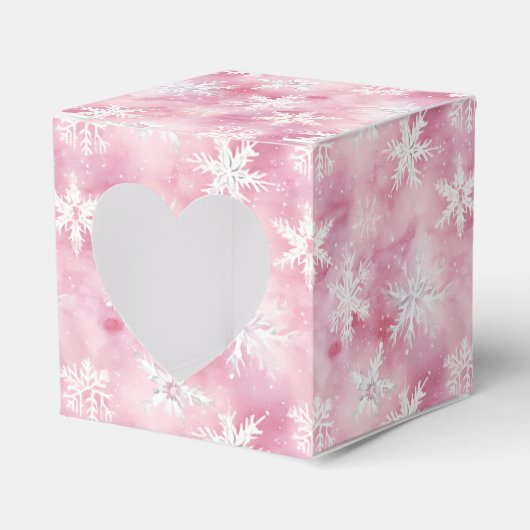 Witte Sneeuwvlokken Roze Waterverf Patroon Gilry Bedankdoosjes (Voorkant Zijde)