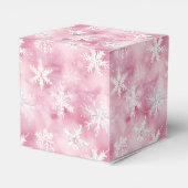 Witte Sneeuwvlokken Roze Waterverf Patroon Gilry Bedankdoosjes (Achterkant)