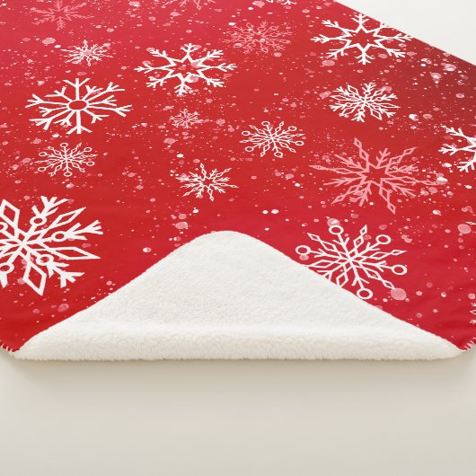 Witte Sneeuwvlokken Ruby Rood Sherpa Deken (3/4)