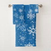 Witte sneeuwvlokken saffier blauw bad handdoek (Insitu)