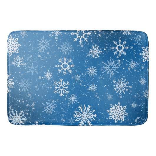 Witte sneeuwvlokken saffier blauw badmat (Voorkant)