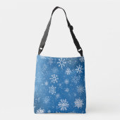 Witte sneeuwvlokken saffier blauw crossbody tas (Achterkant)