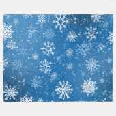 Witte sneeuwvlokken saffier blauw fleece deken (Voorkant (Horizontaal))