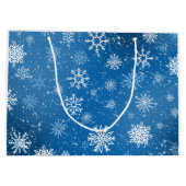 Witte sneeuwvlokken saffier blauw groot cadeauzakje (Achterkant)