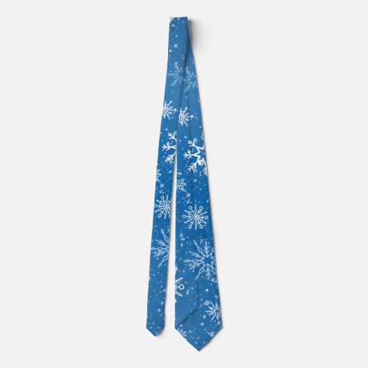 Witte sneeuwvlokken saffier blauw stropdas (Achterkant)