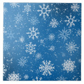 Witte sneeuwvlokken saffier blauw tegeltje (Voorkant)