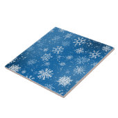 Witte sneeuwvlokken saffier blauw tegeltje (Zijkant)