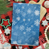 Witte sneeuwvlokken saffier blauw theedoek