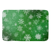 Witte Sneeuwvlokken Smaragdgroen Badmat (Voorkant)