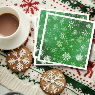 Witte Sneeuwvlokken Smaragdgroen Servet