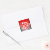 Witte sneeuwvlokken Sparkles en Bokeh op Red Vierkante Sticker (Envelop)
