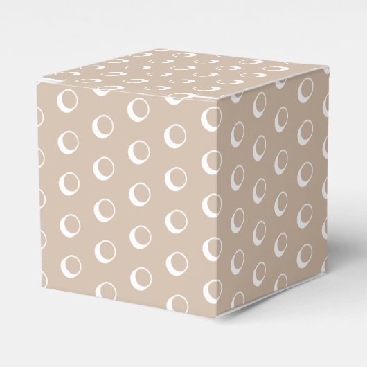 Witte sneeuwvlokken stippen beige tan gift bedankdoosjes (Voorkant Zijde)