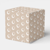Witte sneeuwvlokken stippen beige tan gift bedankdoosjes (Achterkant)