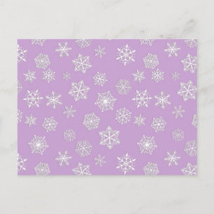 Witte sneeuwvlokken tegen zacht lavendel briefkaart