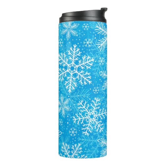 Witte sneeuwvlokken thermosbeker (Gedraaid links)