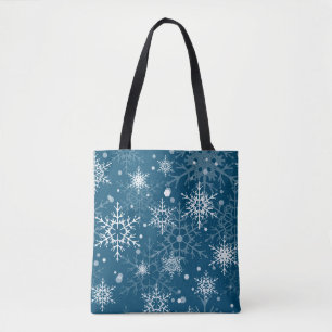 Witte sneeuwvlokken tote bag