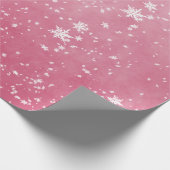 Witte sneeuwvlokken van de winterroze ombre wrappi cadeaupapier (Hoek)