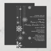 Witte sneeuwvlokken voor het kool-huwelijk: douche kaart (Voorkant / Achterkant)