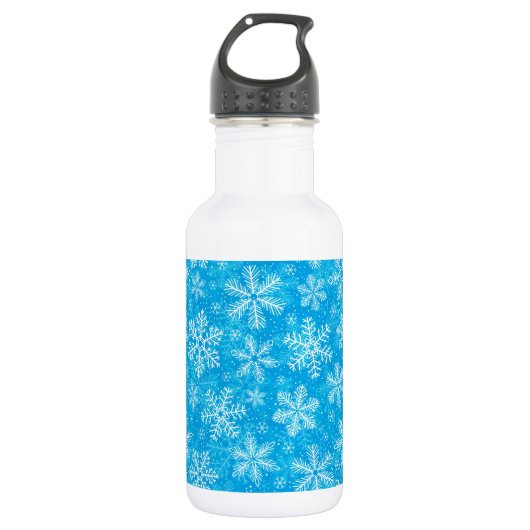 Witte sneeuwvlokken waterfles  (Voorkant)