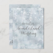 Witte sneeuwvlokken Winter Wonderland Save the Dat Aankondigingskaart (Voorkant / Achterkant)