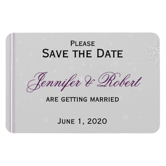 Witte Sneeuwvlokken Zilveren Bruiloft Save the Dat Magneet (Horizontaal)