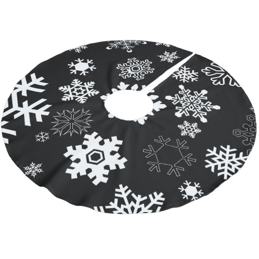 Witte sneeuwvlokken - zwart kerstboom rok (Gekanteld)