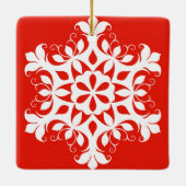 Witte Sneeuwvlokkerhangers Keramisch Ornament (Achterkant)