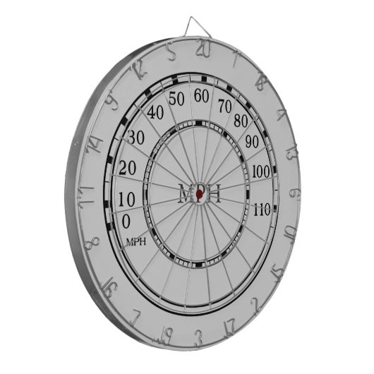 Witte snelheidsmeter MPH Garage Dart Board Dartbord (Voorkant Links)