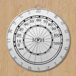 Witte snelheidsmeter MPH Garage Dart Board Dartbord