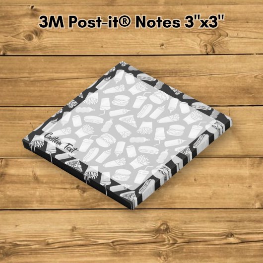 Witte Snelle Voedsel Iconen Patroon Post-it® Notes