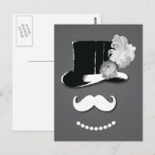 Witte snor, bovenste hoed, veren en roos briefkaart (Voorkant / Achterkant)