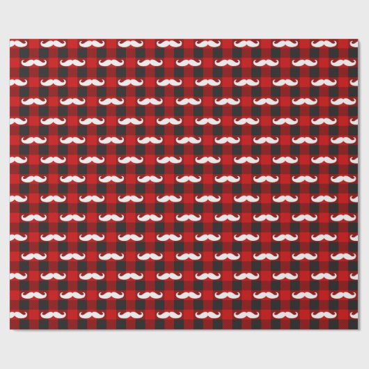Witte snor Buffalo Plaid zwart en rood Cadeaupapier (Vlak)