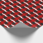 Witte snor Buffalo Plaid zwart en rood Cadeaupapier (Hoek)