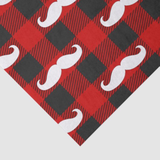 Witte snor Buffalo Plaid zwart en rood Tissuepapier (Detail)