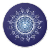  witte Snowflake Mandala Blue Ceramic Knob. Keramische Knop (Voorkant)