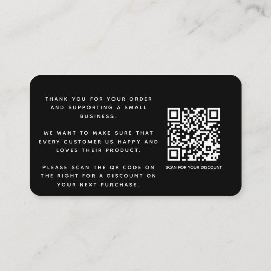 Witte social media iconen dank u korting informatiekaartje (Achterkant)