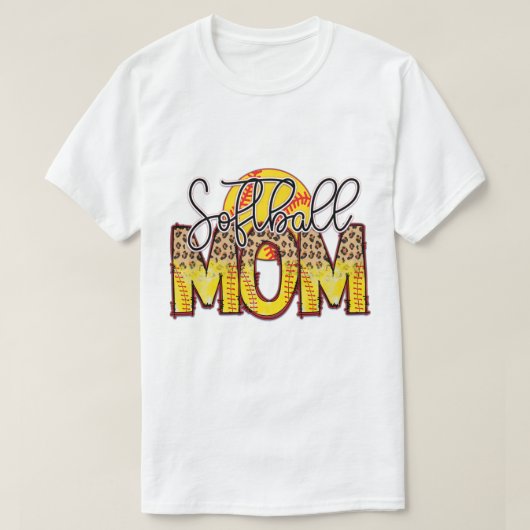 Witte Softbal Moeder T-shirt (Design voorkant)
